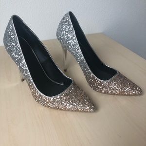 Silver Ombré Champagne Sparkly Pointed Pumps